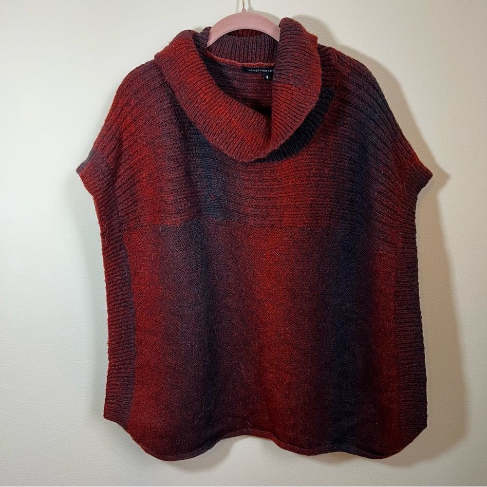 Cozy Red and Black Cowl Neck Poncho